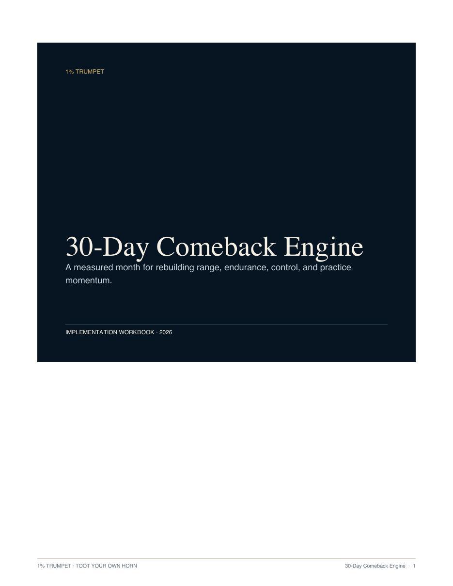 30-Day Comeback Engine workbook and weekly practice map